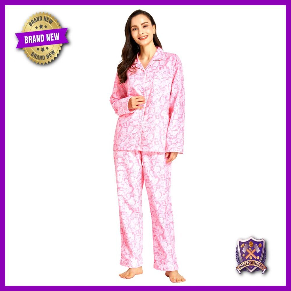 Women's Cotton Flannel Pajama Set Long Sleeve Button Down